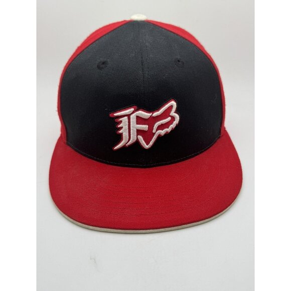 Fox Racing Hat Cap Fitted Mens Small/Medium Red Black White Flexfit 210 - Picture 1 of 5
